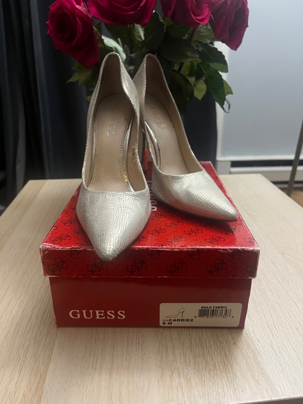 GUESS Metallic Gold Pointed-Toe Stiletto Pumps